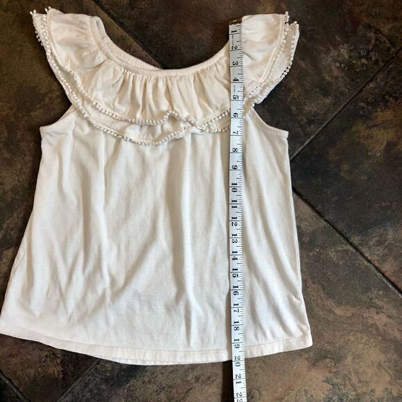 Old Navy Girl’s Cream Off The Shoulder Top Pom Pom Trim Size Large (10-12) - Picture 3 of 9
